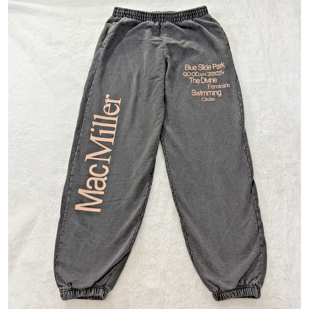 Mac Miller Sweat Pants Size Small Blue Side Park Gray Waist Unisex Joggers